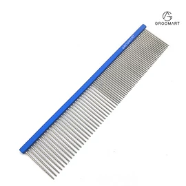 Aluminium comb with 50/50 tooth density (18,5 cm) - blue