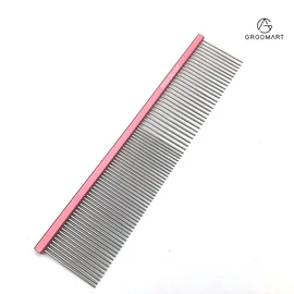Aluminium comb with 50/50 tooth density (18,5 cm) - pink