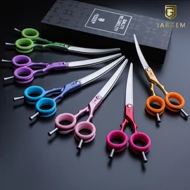 JARGEM – HOLLY Kék szuperkönnyű hajlított kutyakozmetikai olló 6,5” (16,5 cm)